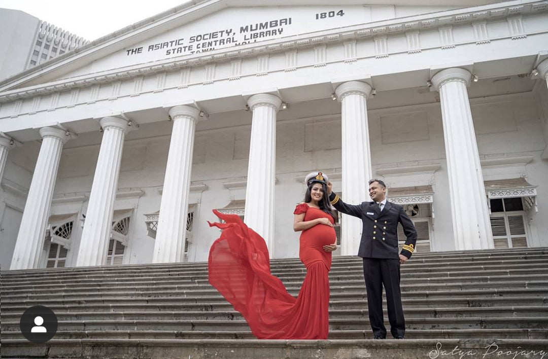 G215,Red Maternity Shoot Trail Baby Shower Lycra Body Fit Gown, Size: All, Color: All