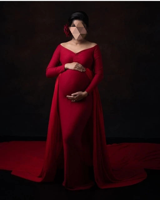 G44 ,Wine Maternity shoot Baby Shower Lycra Body Fit Gown, Size: All, Color: All