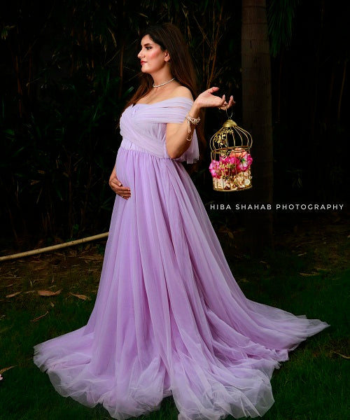 G522, Lavender Maternity Shoot Gown, Size: All, Color: All