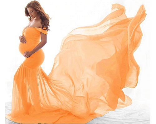 G219, Mustered Maternity Shoot Trail Baby Shower Gown, Size: All, Color: All