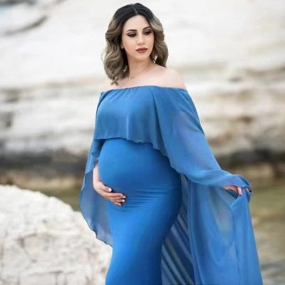 G646, Royal Blue Maternity Shoot Baby Shower Trail Lycra Fit Gown, Size: All, Color: All