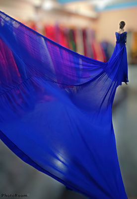 G302, Royal Blue Slit Cut Long Trail Maternity Shoot Baby Shower Gown Size: All, Color: All