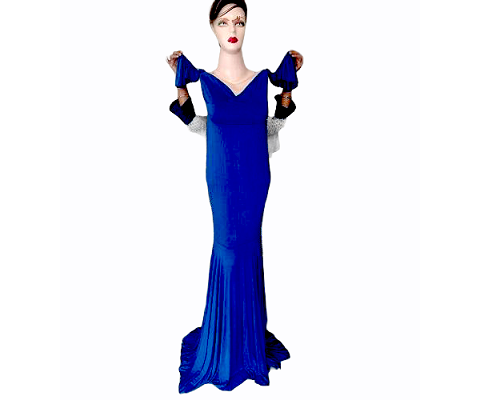 G248, Royal Blue Maternity Shoot Baby Shower Trail Lycra Fit Gown,Size: All, Color: All