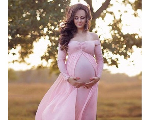 G156, Pink Maternity shoot Baby Shower Lycra Body Fit Gown, Size: All, Color: All
