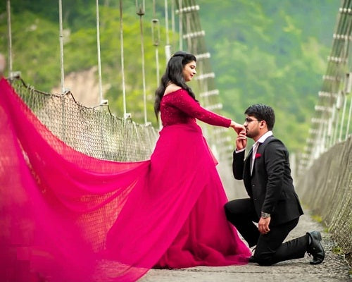 G135, Wine Semi OS Prewedding Shoot ball Gown Size: All, Color: All