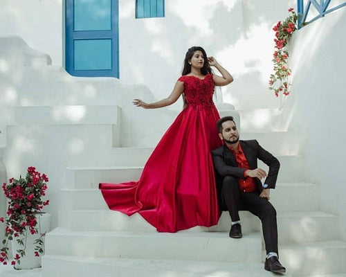 G130, Wine Satin Off Shoulder Trail Ball gown, Size: All, Color: All