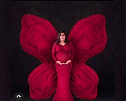 G44 ,Wine Maternity shoot Baby Shower Lycra Body Fit Gown, Size: All, Color: All