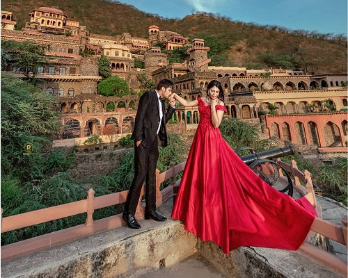 G130, Wine Satin Off Shoulder Trail Ball gown, Size: All, Color: All