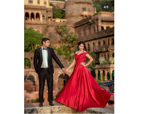 G130, Wine Satin Off Shoulder Trail Ball gown, Size: All, Color: All