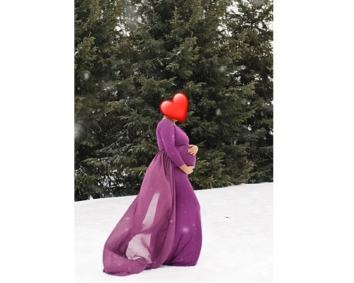 G41,Purple Maternity shoot Baby Shower Lycra Body Fit Gown, Size: All, Color: All