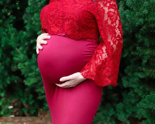 G208, Wine Os Full Sleeves Maternity Shoot Trail Baby Shower Lycra Body Fit Gown, Size: All, Color: All