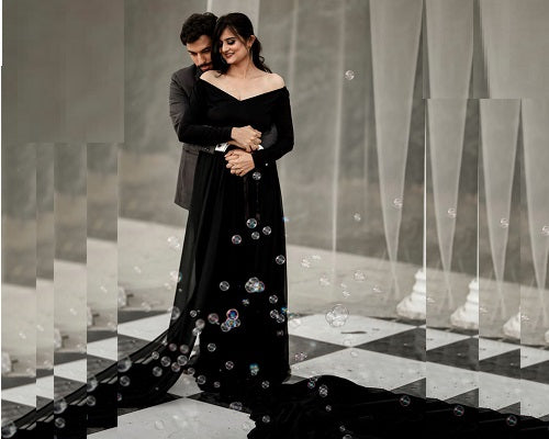 G206, Black Maternity Shoot Trail Baby Shower Gown, Size: All, Color: All