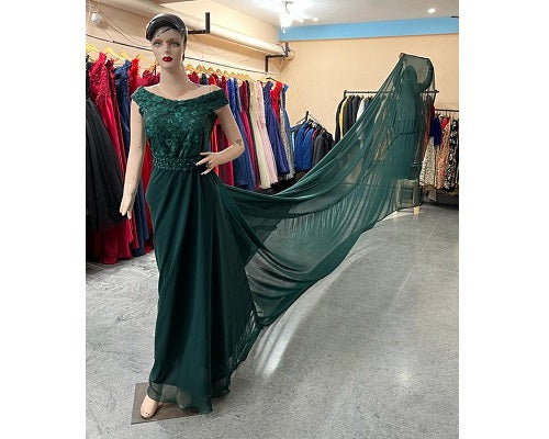 G800, Bottle Green Prewedding Infinity Long Trail Gown, Size: All, Color: All