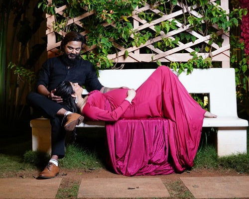 G44 ,Wine Maternity shoot Baby Shower Lycra Body Fit Gown, Size: All, Color: All