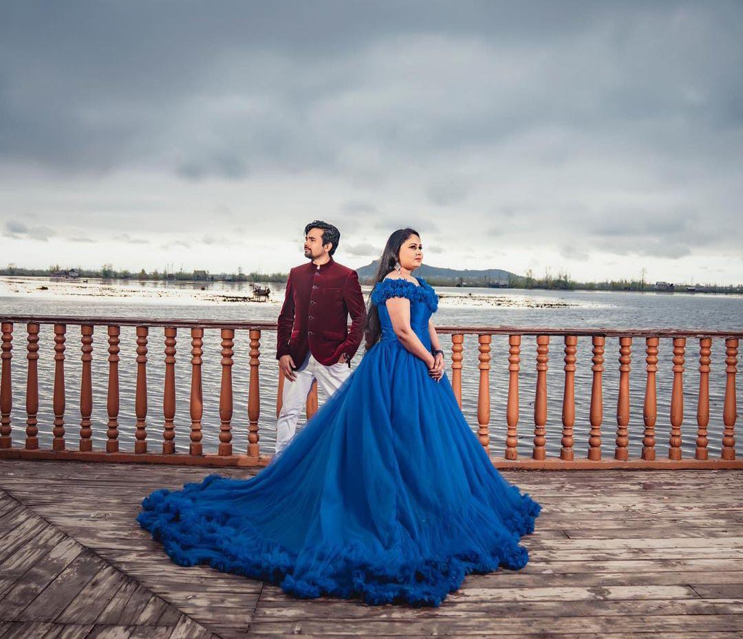 G237, Luxury Royal Blue Puffy Cloud Trail Ball Gown, Size: All, Color: All