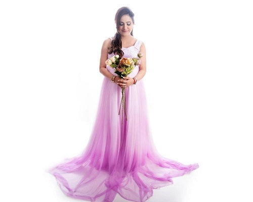 G255, Lavender Maternity Shoot Baby Shower Gown, Size: All, Color: All