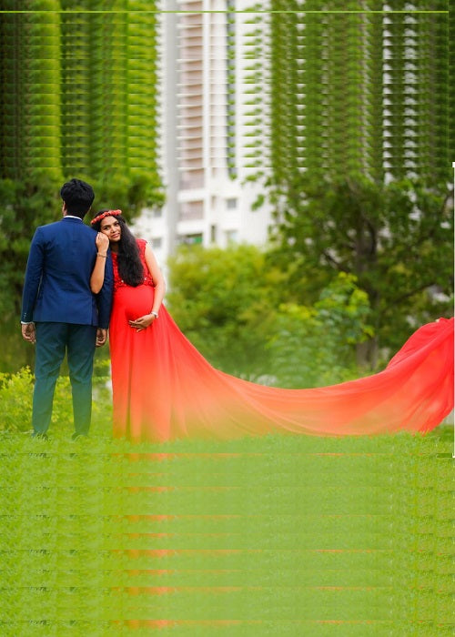 G600, Red Long Trail Maternity Shoot Baby Shower Gown, Size: All, Color: All