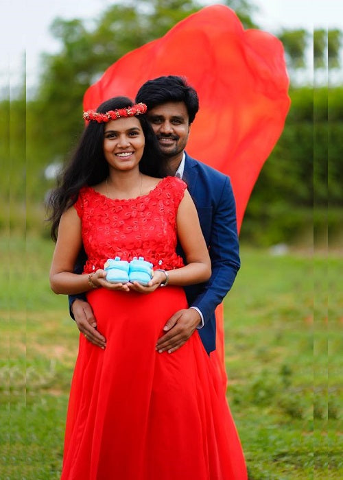 G600, Red Long Trail Maternity Shoot Baby Shower Gown, Size: All, Color: All