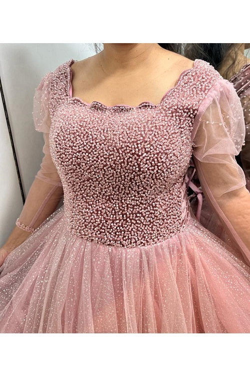 G449, Pink Luxury Ball Gown, Size (XS-30 to L-38)