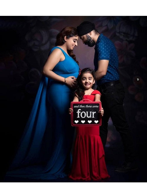 G222, Cyan Blue Maternity Veil Trail Baby Shower Gown, Size: All, Color: All