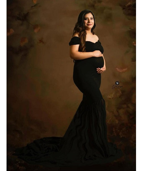 G220,Black Maternity Shoot Trail Baby Shower Gown, Size: All, Color: All