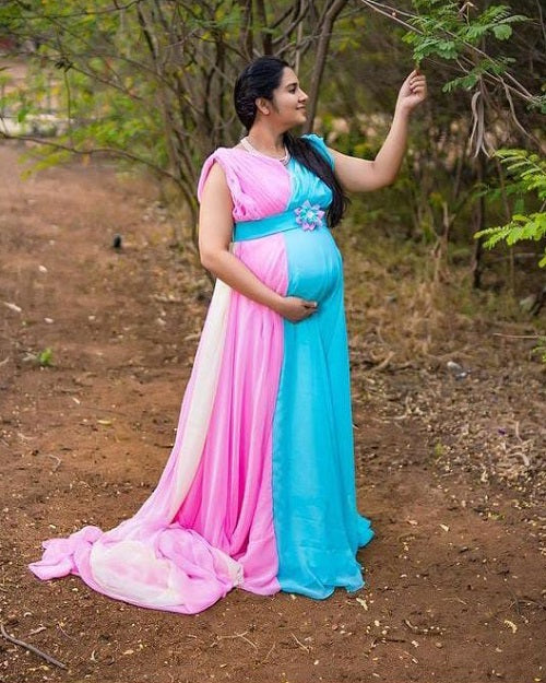 G349, Multi Colour Maternity Shoot Trail Gown, Size: All, Color: All