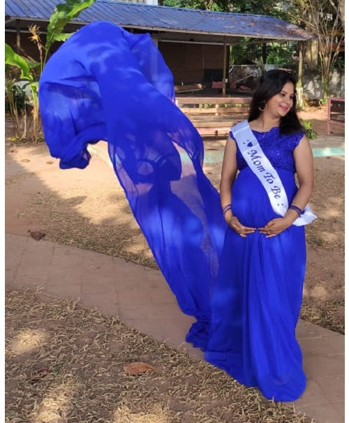 G300, Royal Blue Long Trail Maternity Shoot Baby Shower Gown Size: All, Color: All