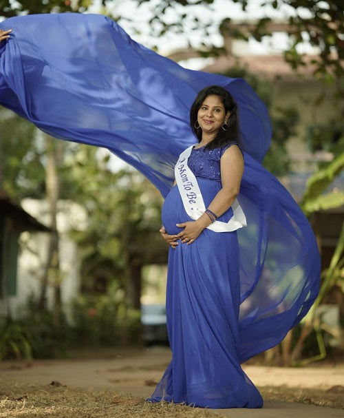 G300, Royal Blue Long Trail Maternity Shoot Baby Shower Gown, Size: All, Color: All
