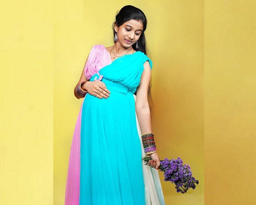 G349, Multi Colour Maternity Shoot Trail Gown, Size: All, Color: All