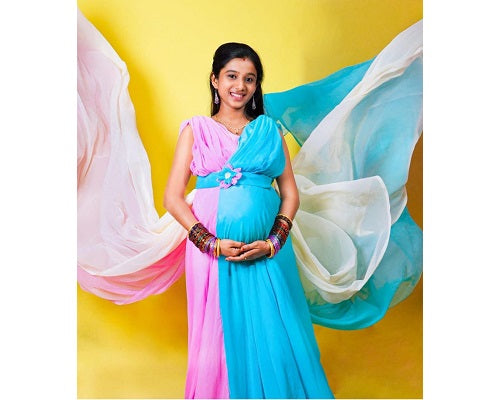 G349, Multi Colour Maternity Shoot Trail Gown, Size: All, Color: All