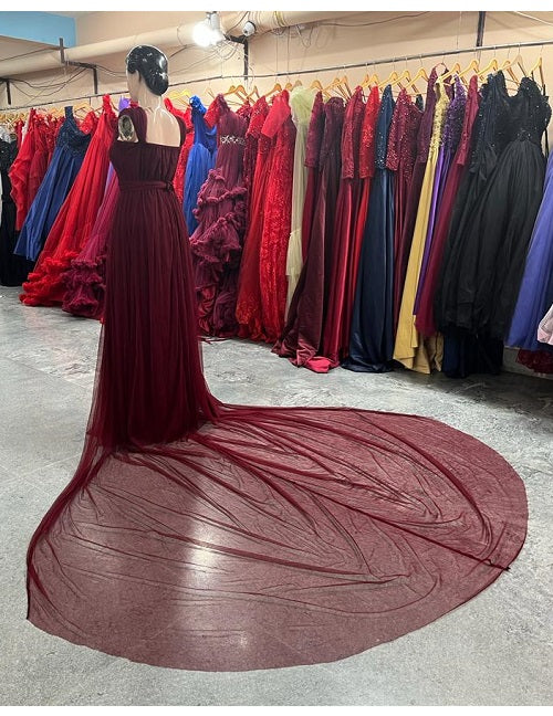 G422, Dark Wine Maternity Shoot Gown, Size: All, Color: All