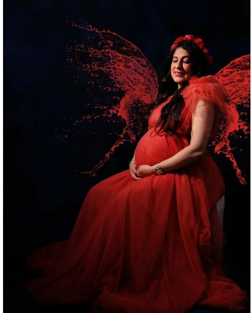 G419, Watermelon  Maternity One Shoulder Gown, Size: All, Color: All