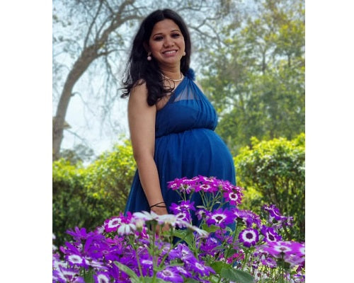 G319, Blue Maternity One Shoulder Gown, Size: All, Color: All