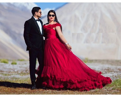 G123, Luxury Wine Puffy Cloud Trail Big Ball Gown, Size: All, Color: All