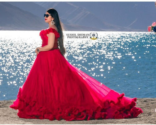 G123, Luxury Wine Puffy Cloud Trail Big Ball Gown, Size: All, Color: All