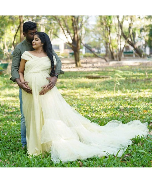 G55, Tea Green Ruffled Maternity Shoot Gown, Size: All, Color: All