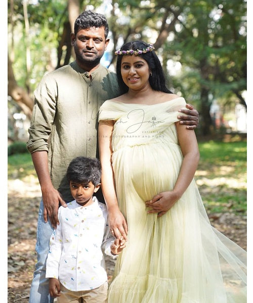 G55, Tea Green Ruffled Maternity Shoot Gown, Size: All, Color: All