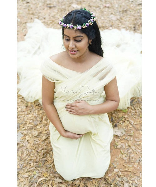 G55, Tea Green Ruffled Maternity Shoot Gown, Size: All, Color: All