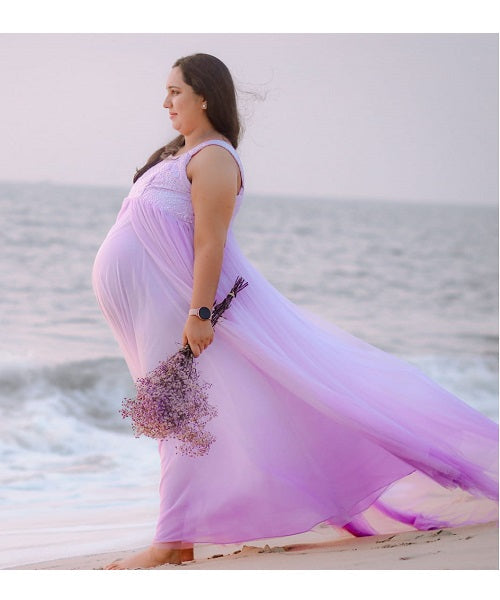 G255, Lavender Maternity Shoot Baby Shower Gown, Size: All, Color: All