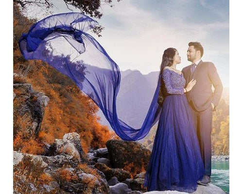 G145, Navy Blue Semi off shoulder Ball Gown, Size (XS-30 to XL-36)