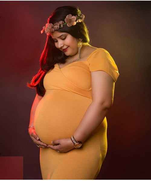 G219, Mustered Maternity Shoot Trail Baby Shower Gown, Size: All, Color: All