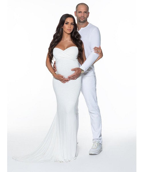 W506, White Maternity Shoot Trail Baby Shower Gown, Size: All, Color: All