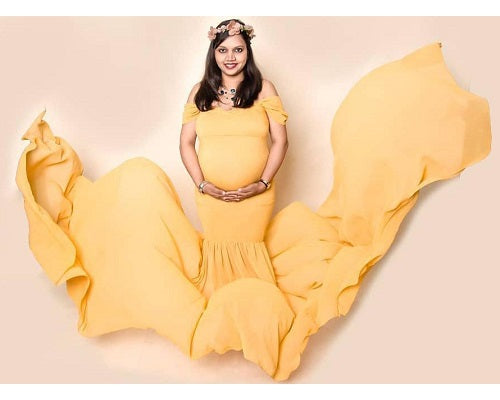 G219, Mustered Maternity Shoot Trail Baby Shower Gown, Size: All, Color: All