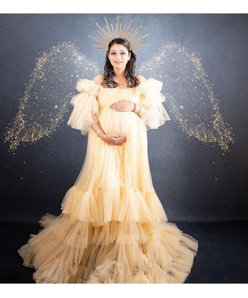 G15, Ivory Ruffled Maternity Shoot Gown, Size: All, Color: All