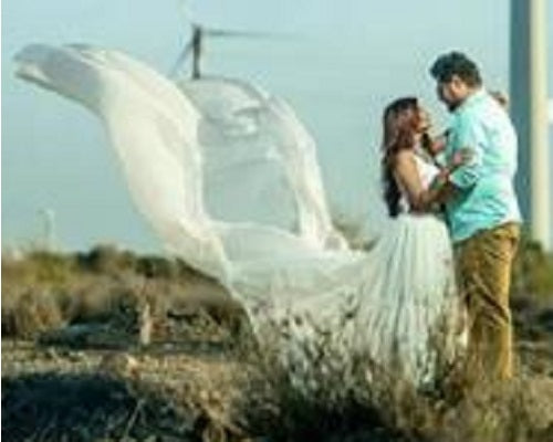 W424, White Crop Top Slit Cut Trail Skirt Pre Wedding Shoot Gown, Size: All, Color: All