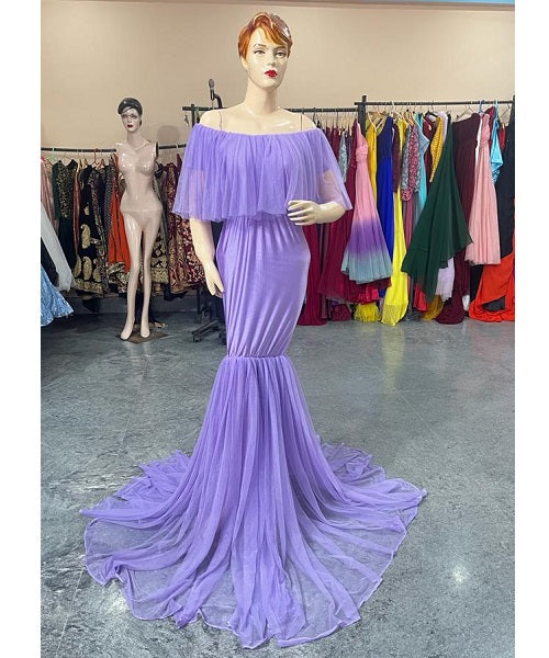 G708, Purple Maternity Shoot Baby Shower Trail Gown, Size: All, Color: All