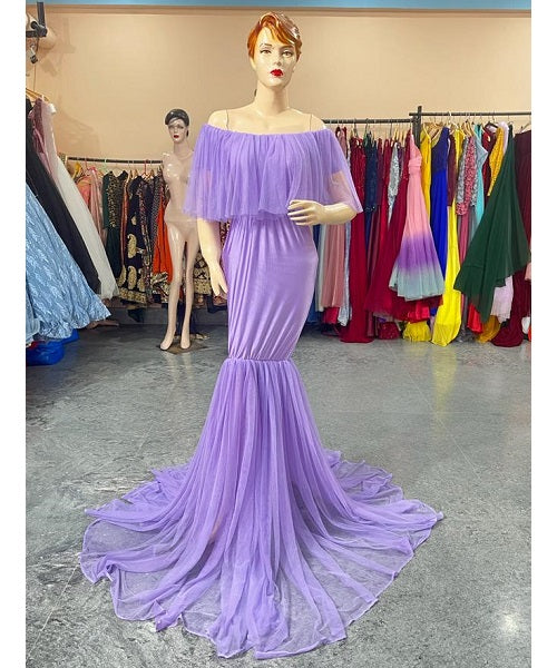G708, Purple Maternity Shoot Baby Shower Trail Gown, Size: All, Color: All