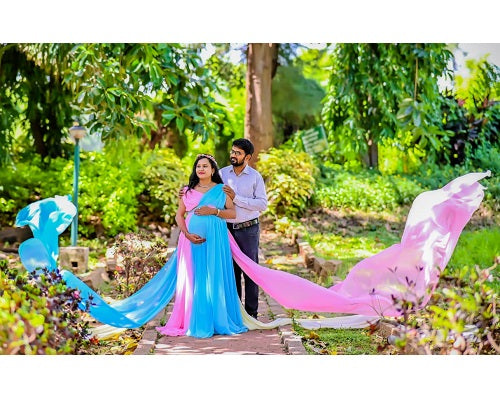 G349, Multi Colour Maternity Shoot Trail Gown, Size: All, Color: All