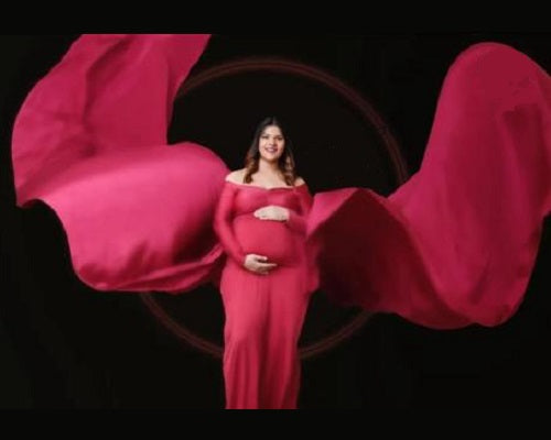 G44 ,Wine Maternity shoot Baby Shower Lycra Body Fit Gown, Size: All, Color: All