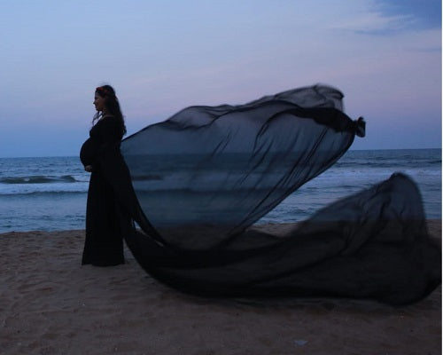 G206, Black Maternity Shoot Trail Baby Shower Gown, Size: All, Color: All